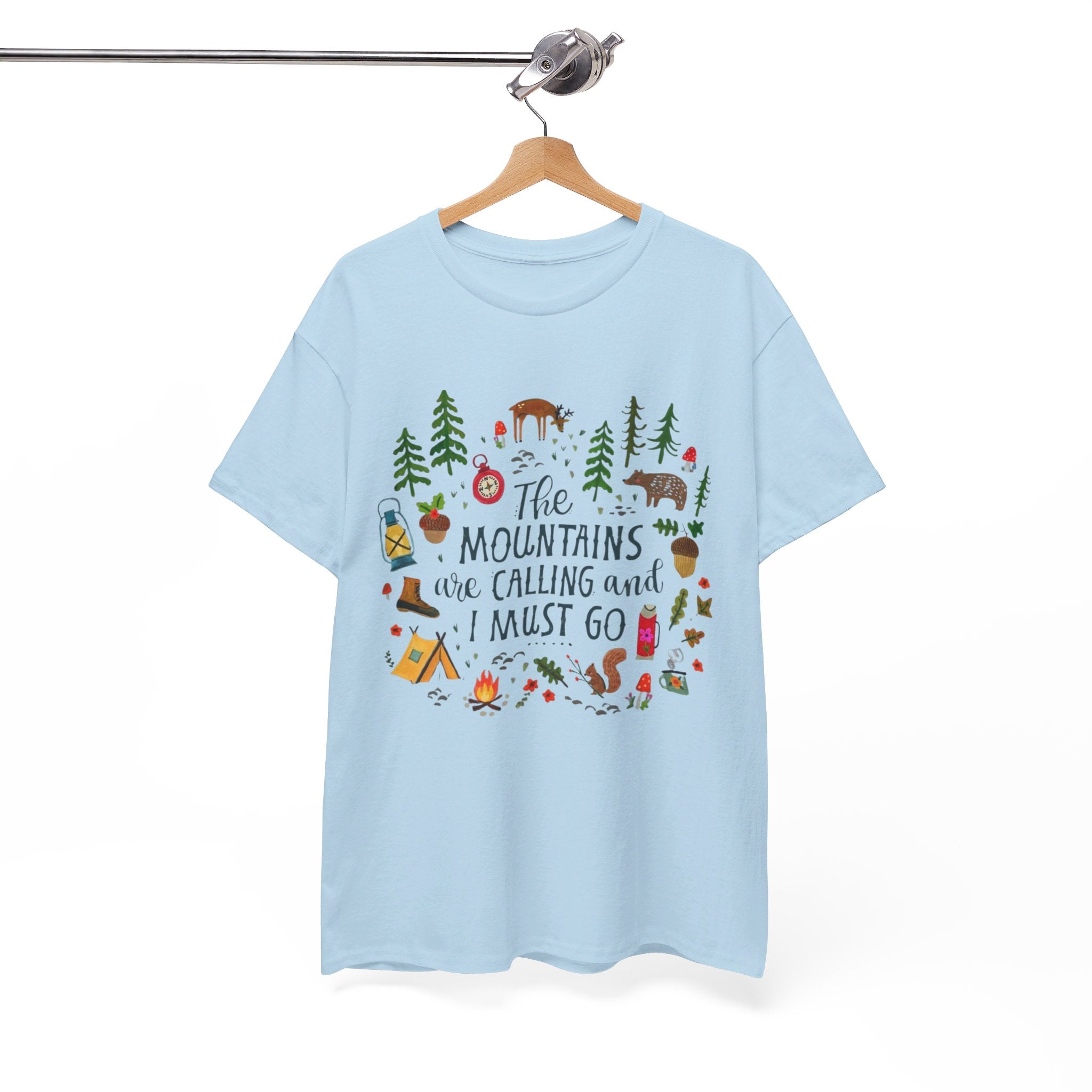 Camping T-Shirt - Outdoor Adventure Unisex Tee The Mountains are Calling and I must Go - T-Shirt