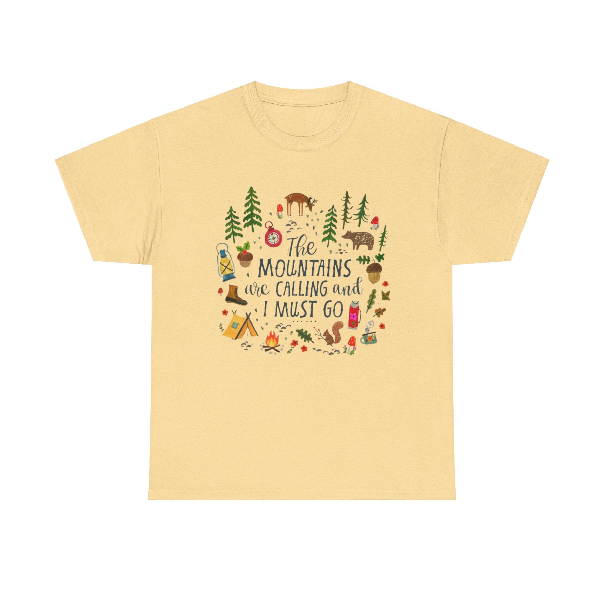 Camping T-Shirt - Outdoor Adventure Unisex Tee The Mountains are Calling and I must Go - T-Shirt