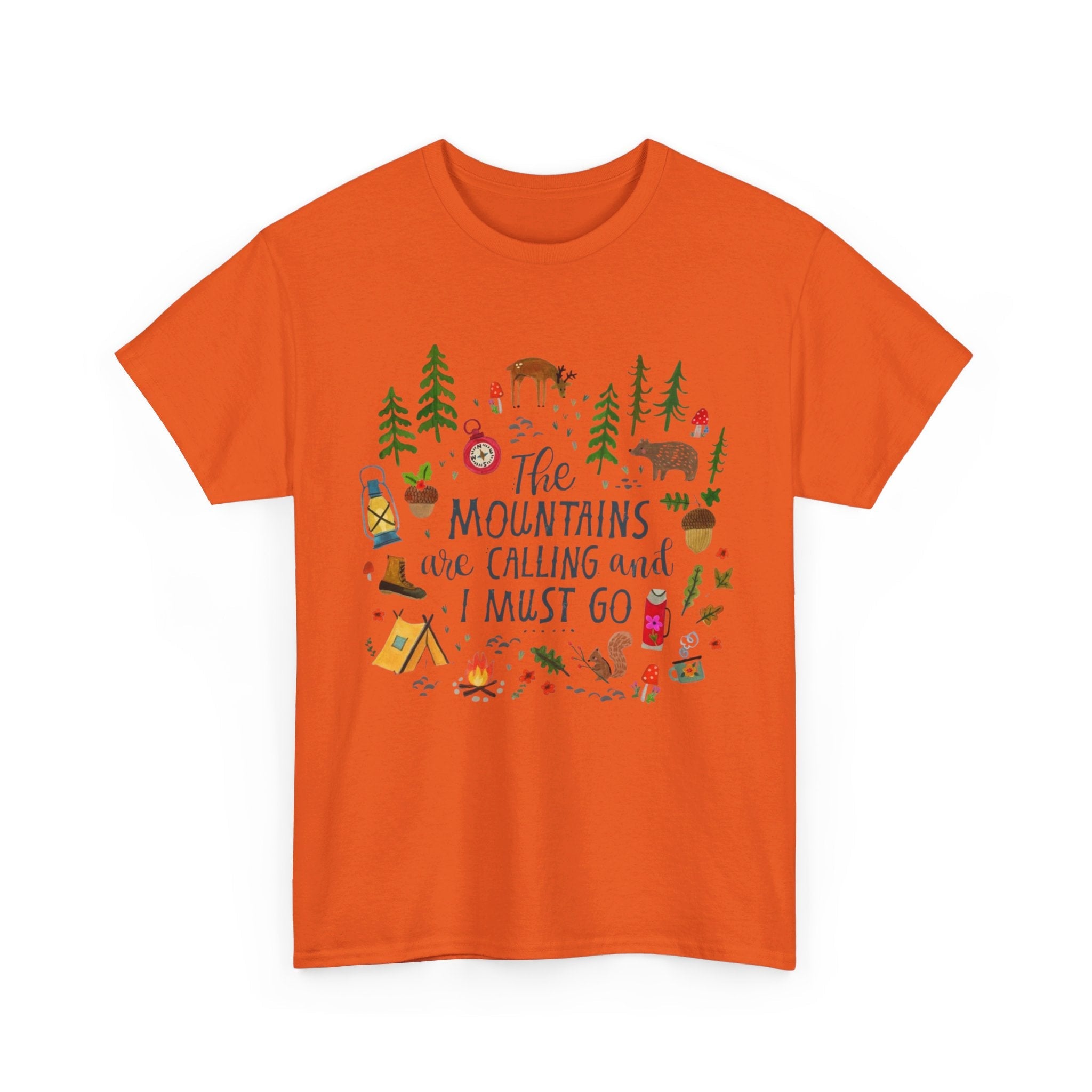 Camping T-Shirt - Outdoor Adventure Unisex Tee The Mountains are Calling and I must Go - T-Shirt