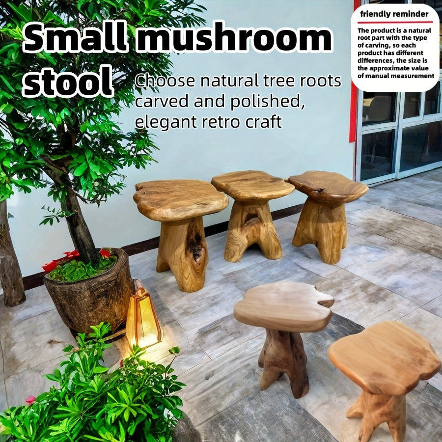 Handcrafted Natural Cedar Wood Mushroom Stool - Rustic Home, Kitchen, or Patio Decor Accent