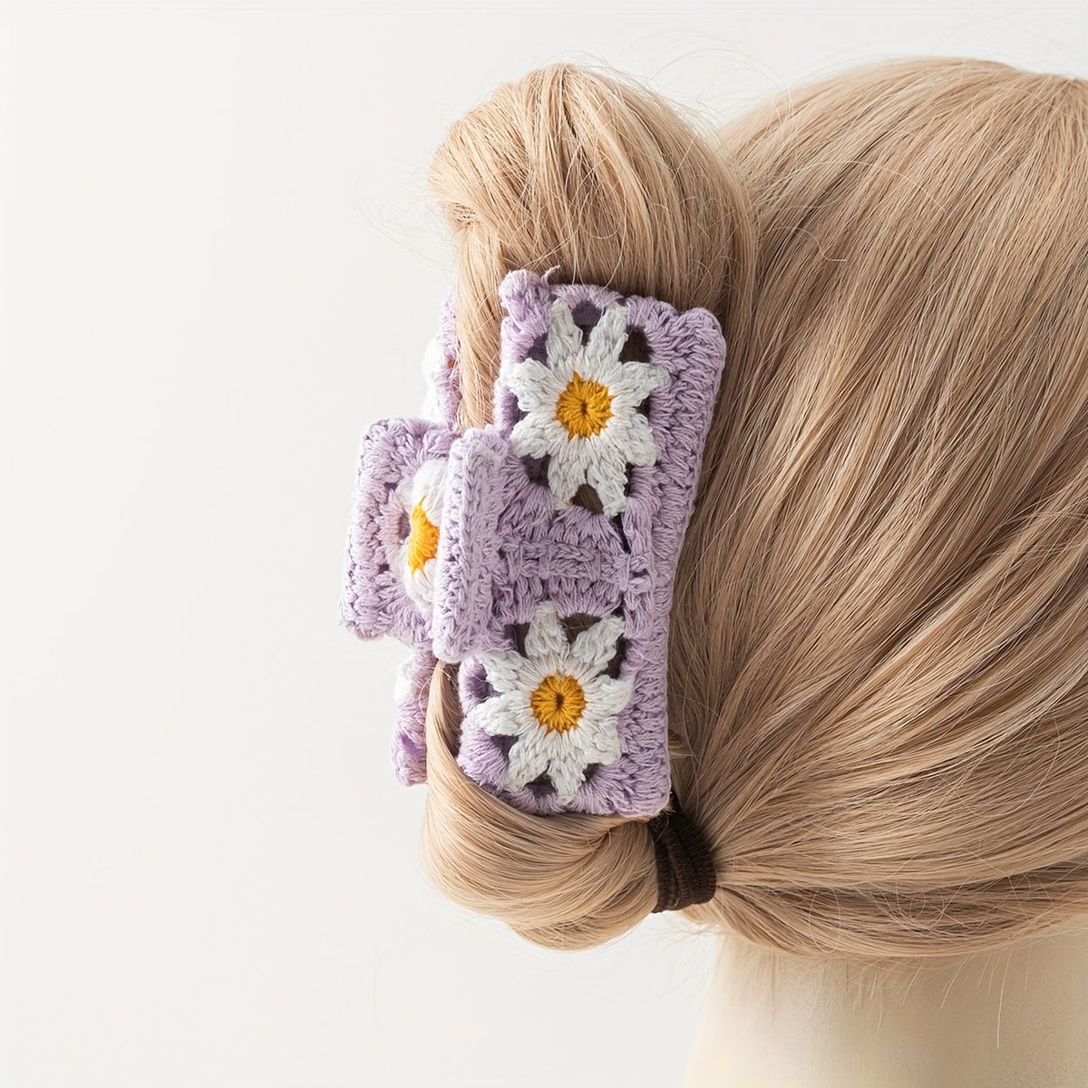 accessories - Chic Floral Knit Hair Claw - Large, Plush Rectangle Hair Clip For Women & Girls, Perfect For Everyday Styling Hair Accessories For Women Hair Clips For Women - Boho Eco Boutique™ - accessories - Boho Eco Boutique™ - Red - 