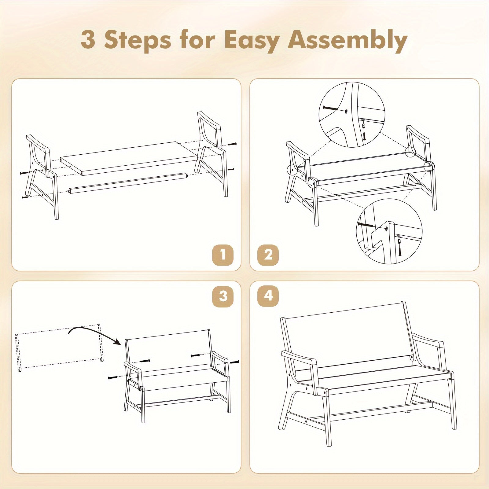 customized - COSTWAY Patio 2 - Person Acacia Wood Bench, All - Weather Rope Woven Chairs For Outdoor Garden - Boho Eco Boutique™ - customized - Boho Eco Boutique™ - Black+Natural Color - 