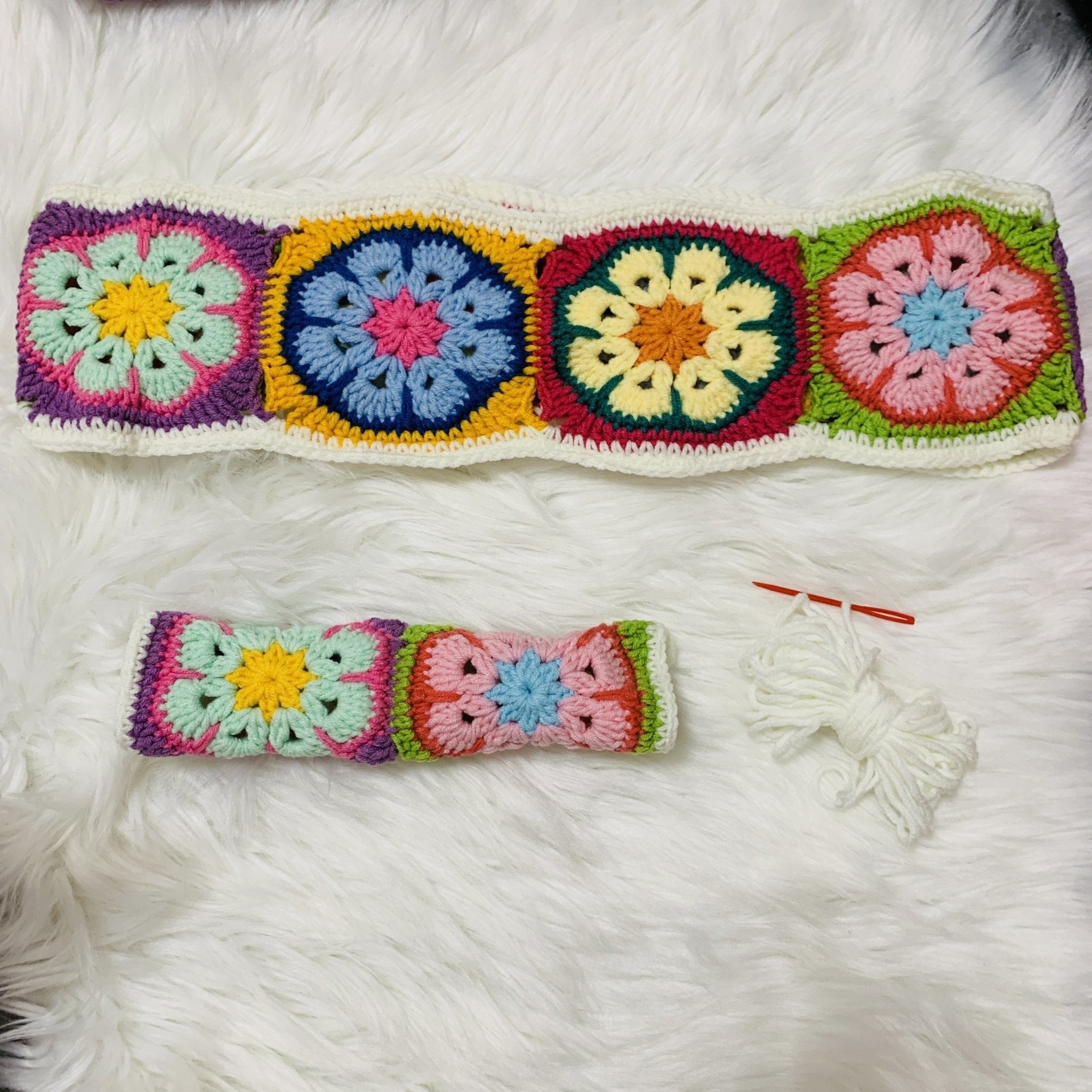 accessories - Crochet Colorful Steering Wheel Cover & Seat Belt Cover - Boho Eco Boutique™ - accessories - Boho Eco Boutique™ - 1 steering wheel cover - 