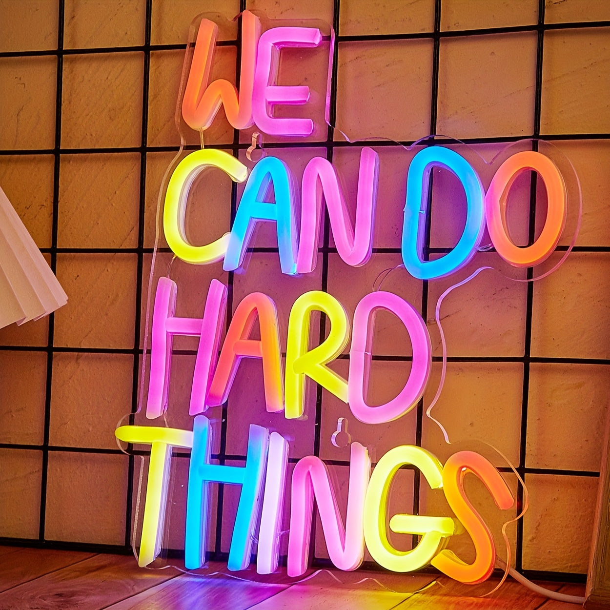 We Can Do Hard Things LED Neon Sign - USB Powered Decorative Wall Light with Metal Finish, Ideal for Bedroom, Party, Wedding Decor