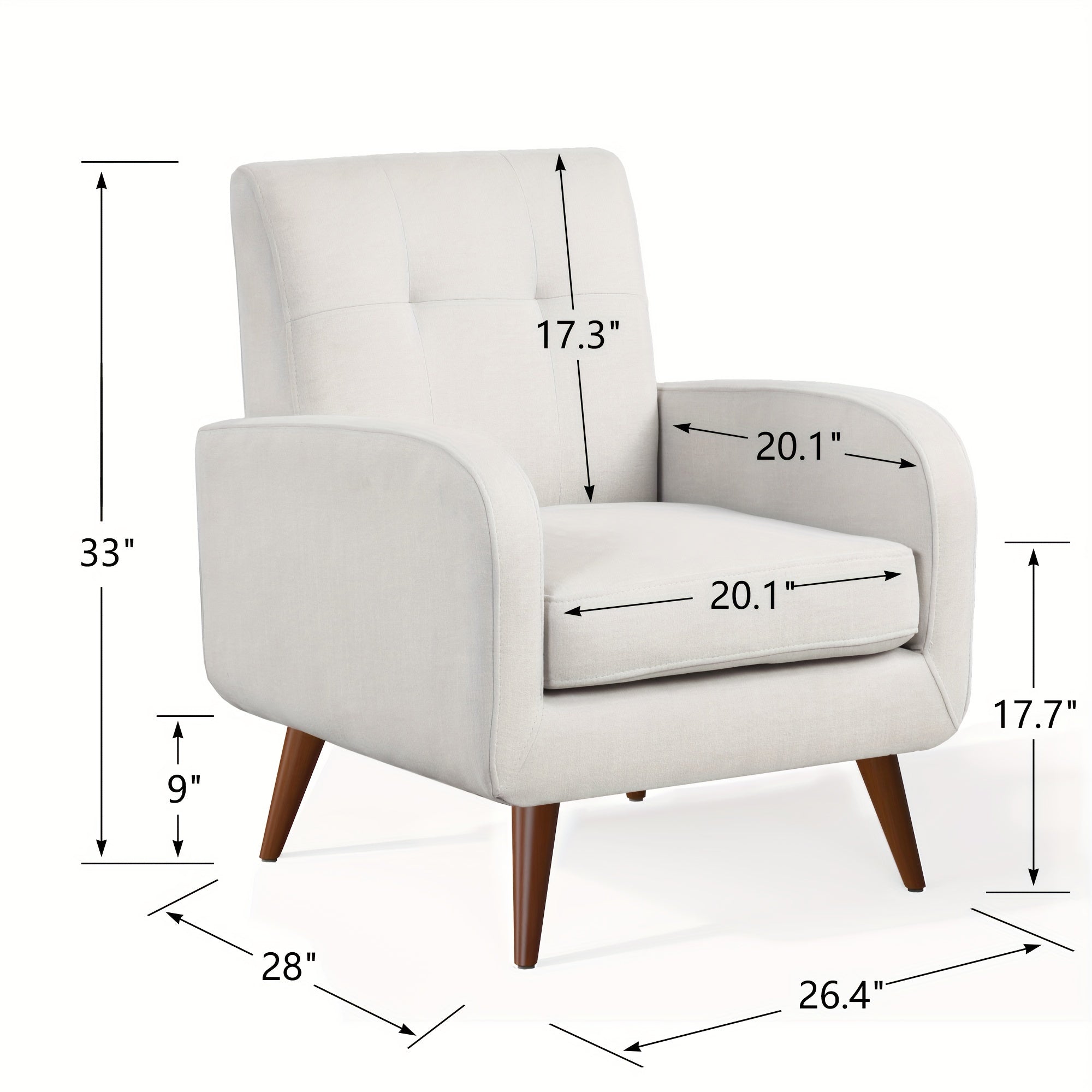 Contemporary Accent Chair, Plush Upholstered Living Room Chair, Single Sofa With Wooden Legs And Lounge Seating, Ideal Armchair For Bedroom, Reading Nook, Or Office