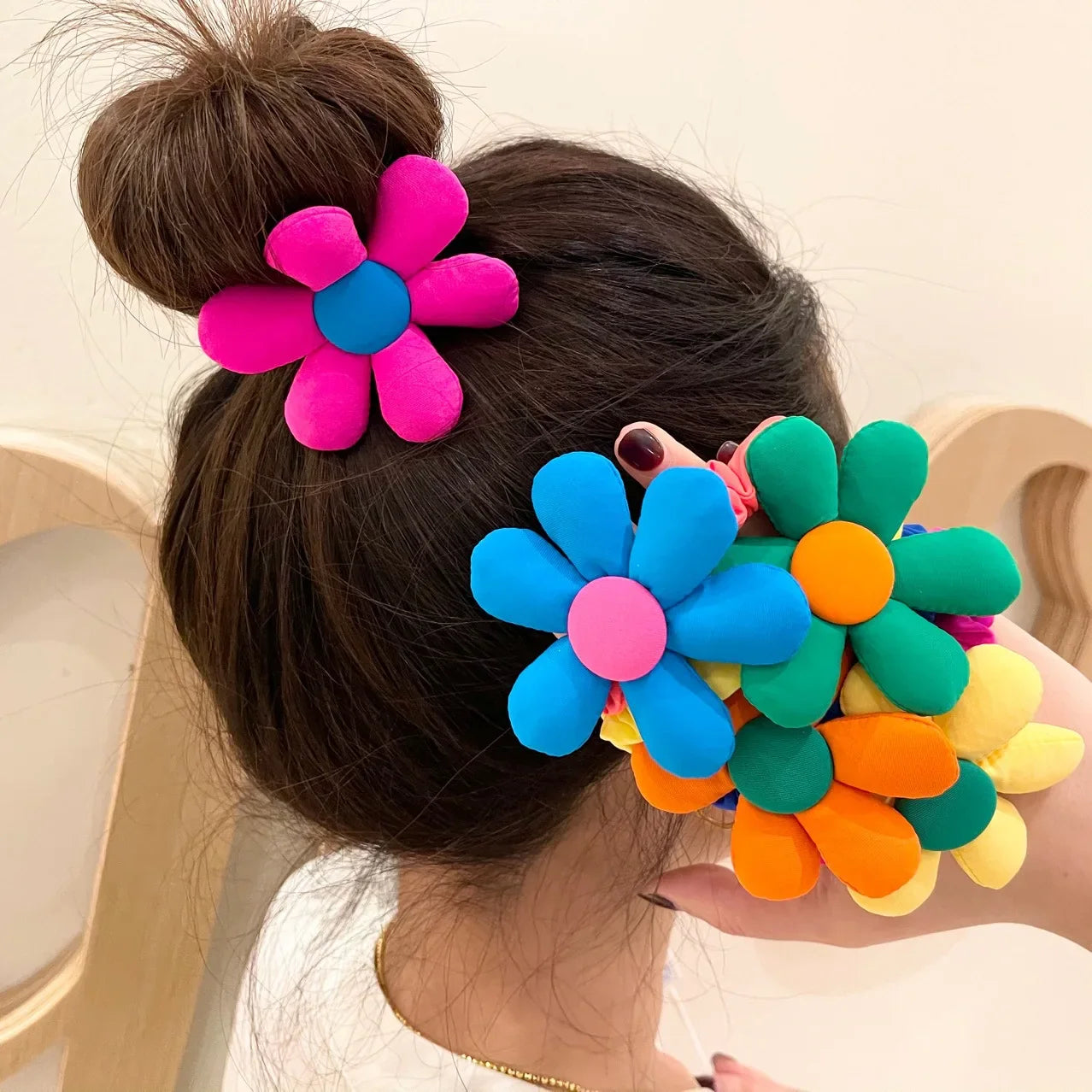 Exaggerated Floral Hair Bands | Elastic Sponge Flower Hair Accessories - Hair Band