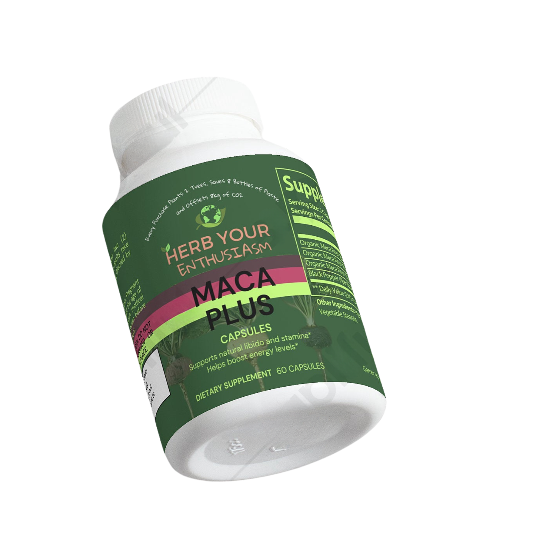 Herb Your Enthusiasm 100% Natural Organic Non GMO Maca Plus Capsules Red Yellow and Black - Natural Extracts