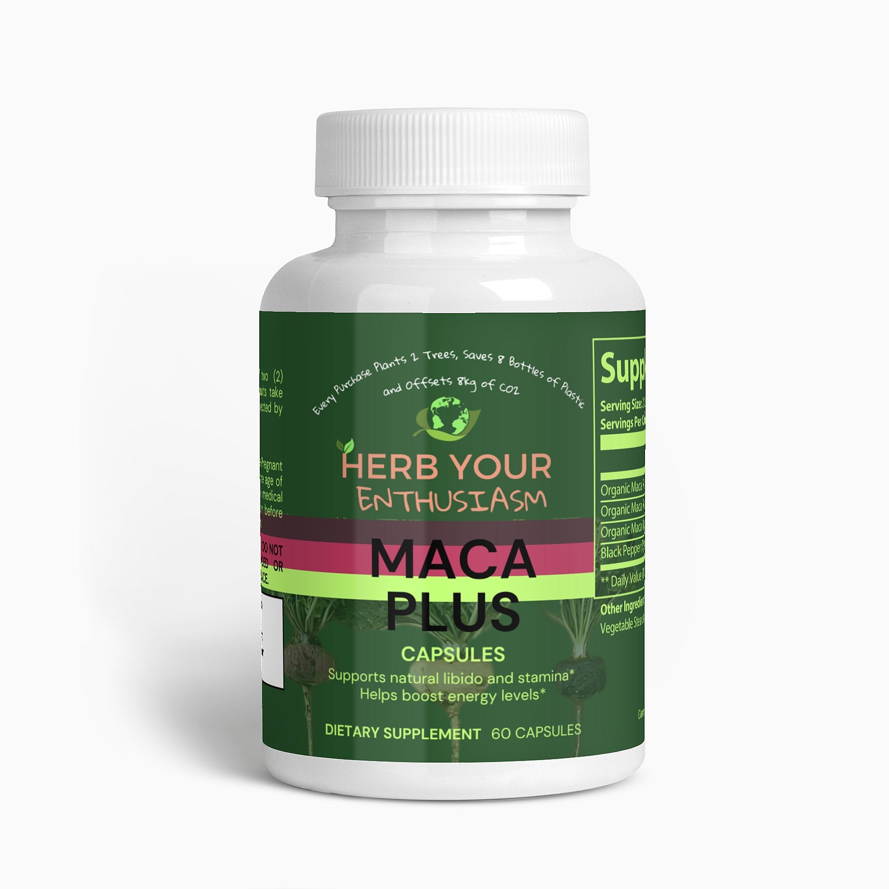 Herb Your Enthusiasm 100% Natural Organic Non GMO Maca Plus Capsules Red Yellow and Black - Natural Extracts