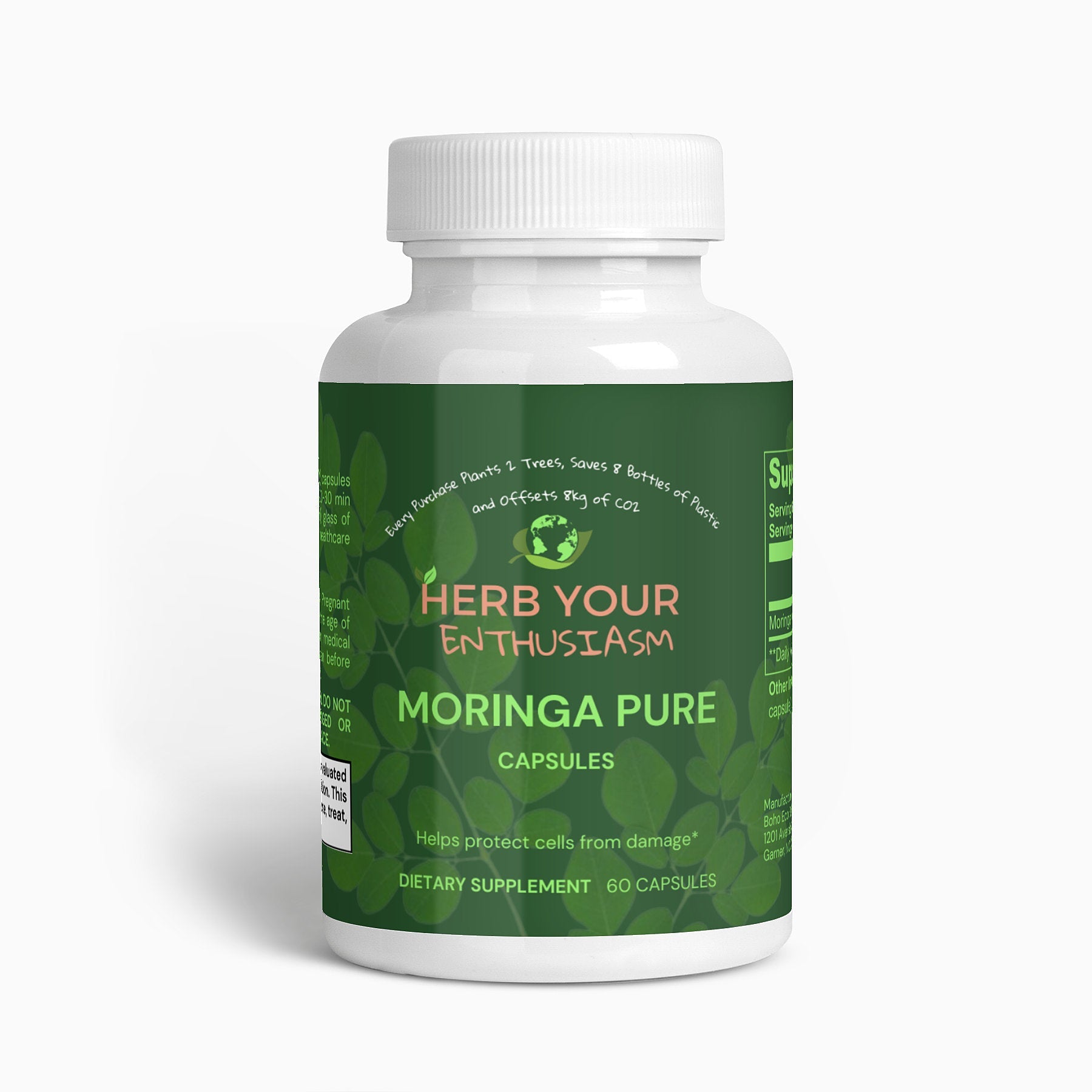 Herb Your Enthusiasm 100% Natural Organic Non GMO Moringa Pure Capsules - Natural Extracts