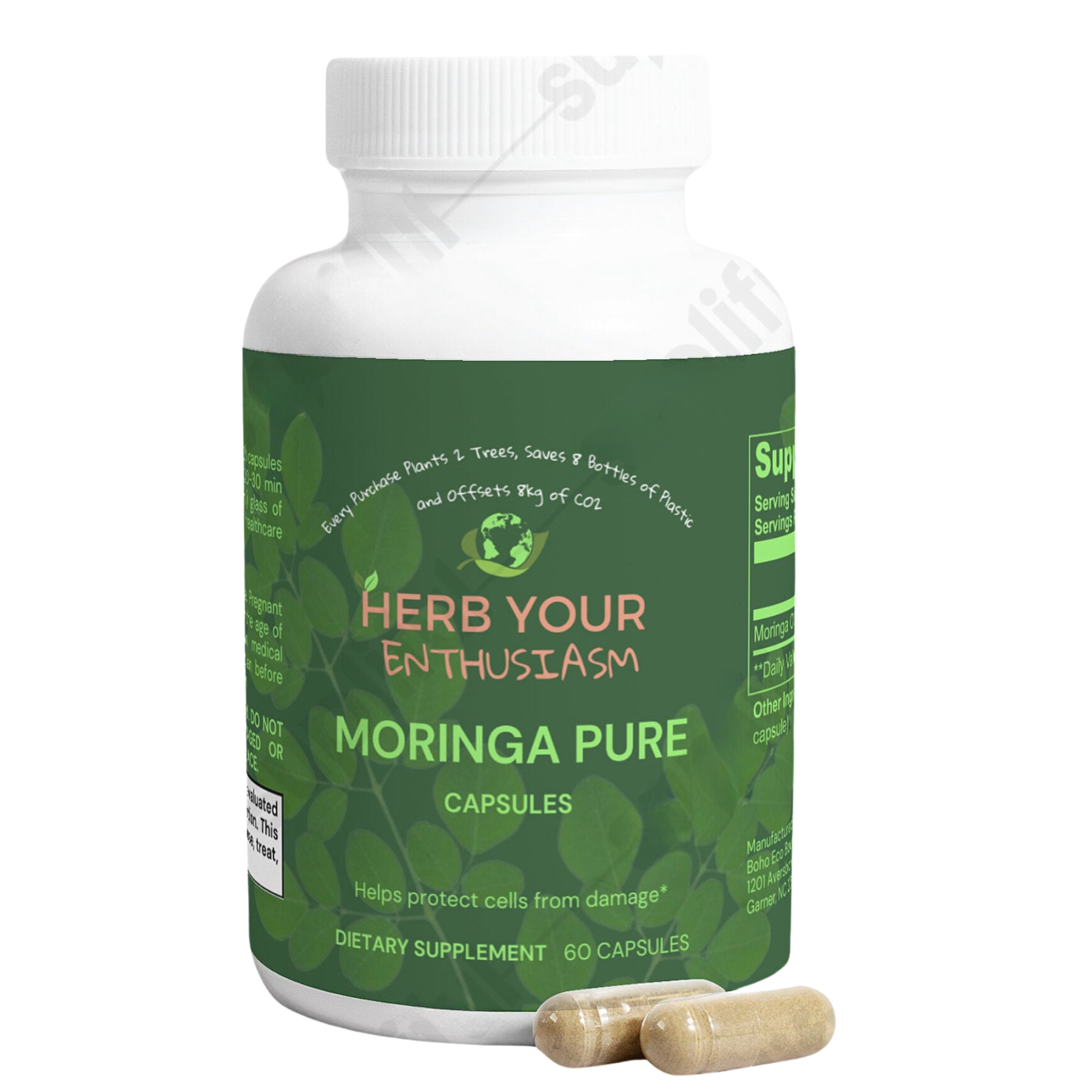 Herb Your Enthusiasm 100% Natural Organic Non GMO Moringa Pure Capsules - Natural Extracts