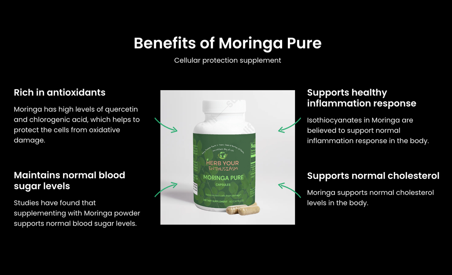 Herb Your Enthusiasm 100% Natural Organic Non GMO Moringa Pure Capsules - Natural Extracts