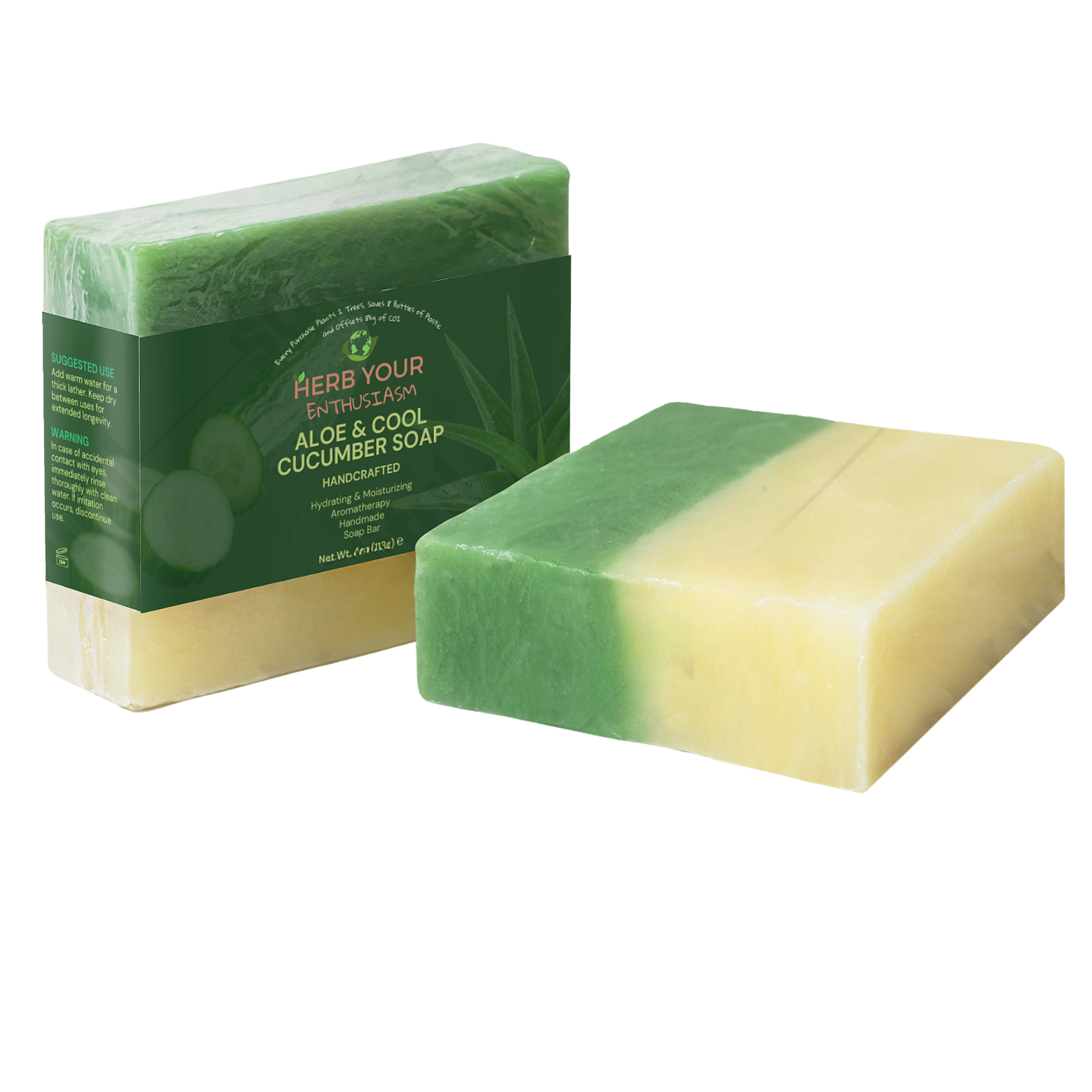 Herb Your Enthusiasm Aloe & Cool Cucumber Soap 100% Natural Cruelty Free - Personal Care and Beauty