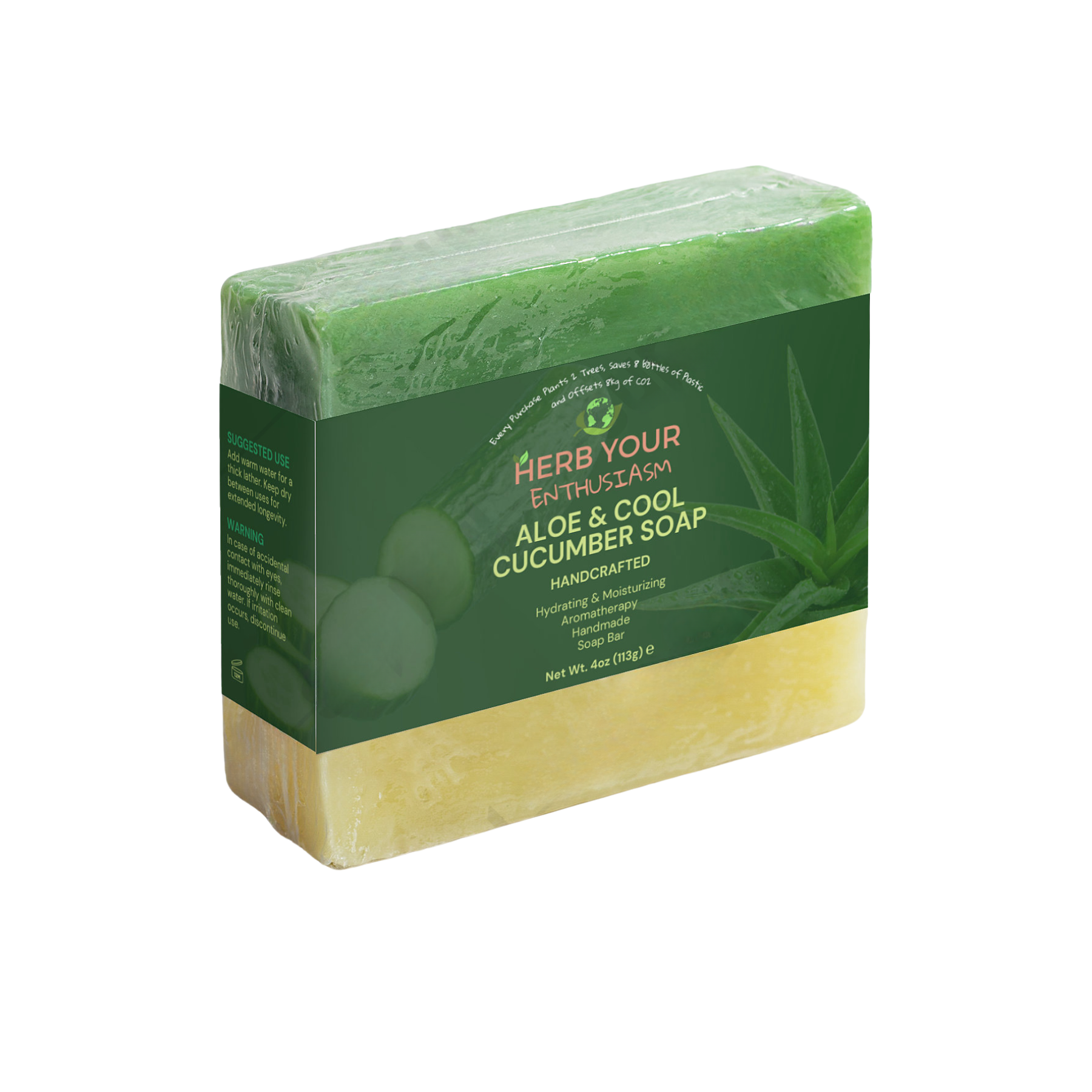 Herb Your Enthusiasm Aloe & Cool Cucumber Soap 100% Natural Cruelty Free - Personal Care and Beauty