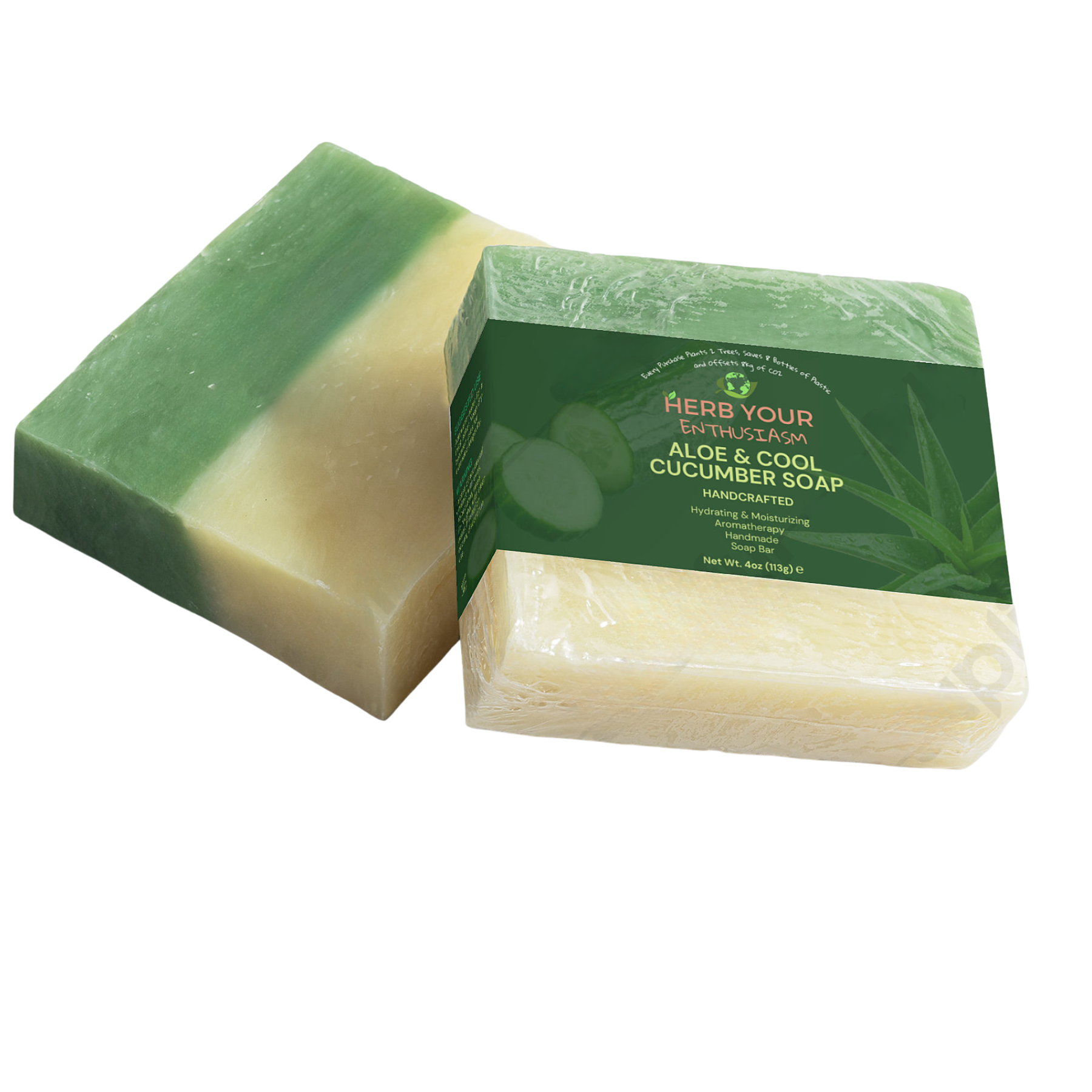 Herb Your Enthusiasm Aloe & Cool Cucumber Soap 100% Natural Cruelty Free - Personal Care and Beauty