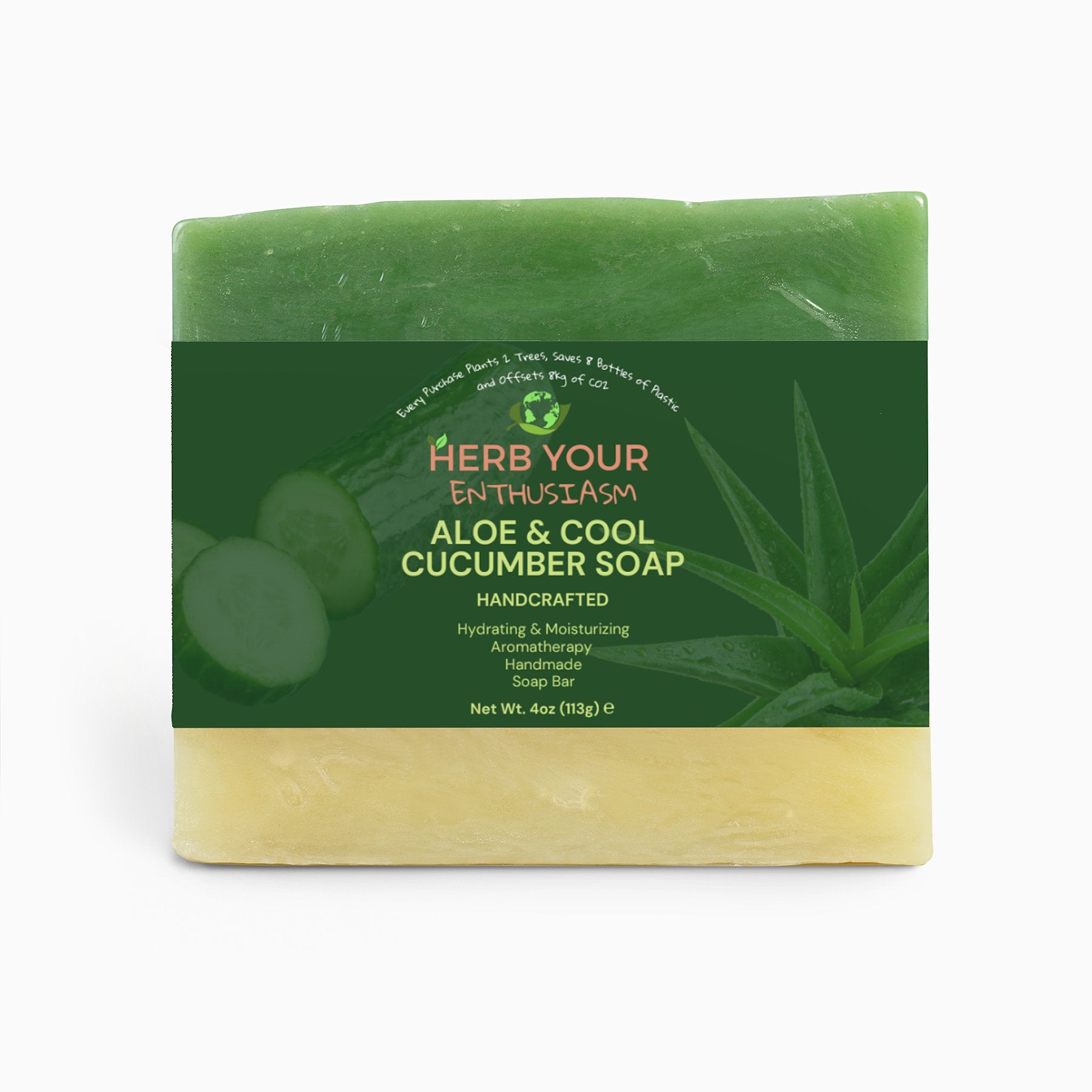 Herb Your Enthusiasm Aloe & Cool Cucumber Soap 100% Natural Cruelty Free - Personal Care and Beauty