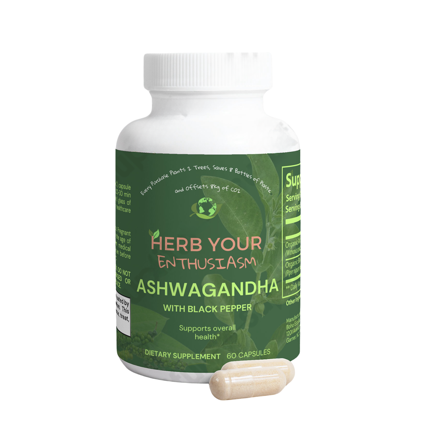 Herb Your Enthusiasm Ashwagandha with Black Pepper Capsules - Natural Extracts