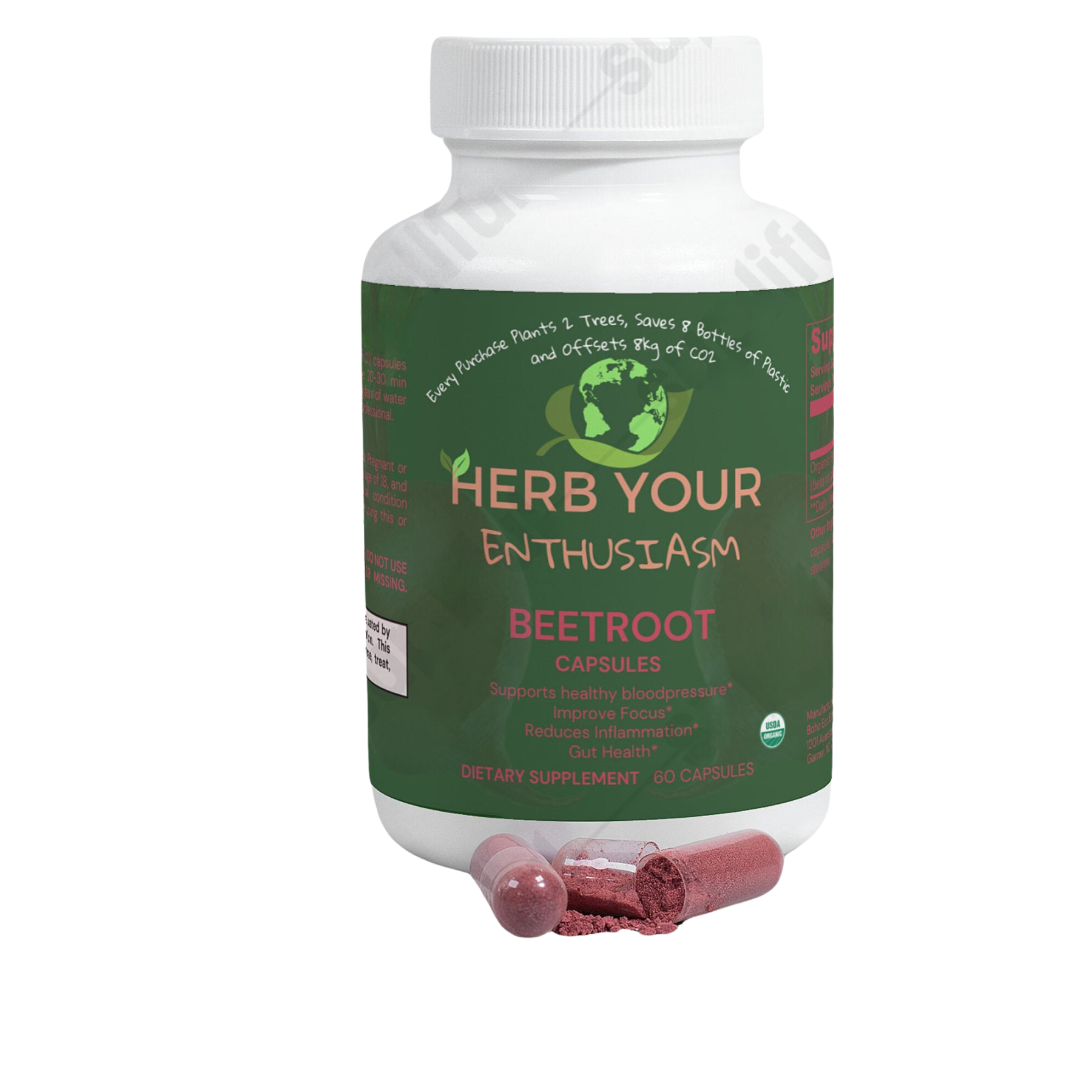 Herb Your Enthusiasm Organic 100% Natural Beetroot Capsules - Natural Extracts