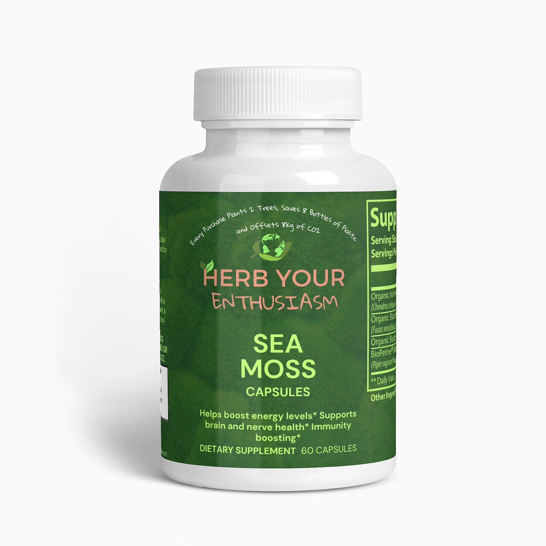 Herb Your Enthusiasm Vegan 100% All Natural Organic Sea Moss Capsules - Natural Extracts