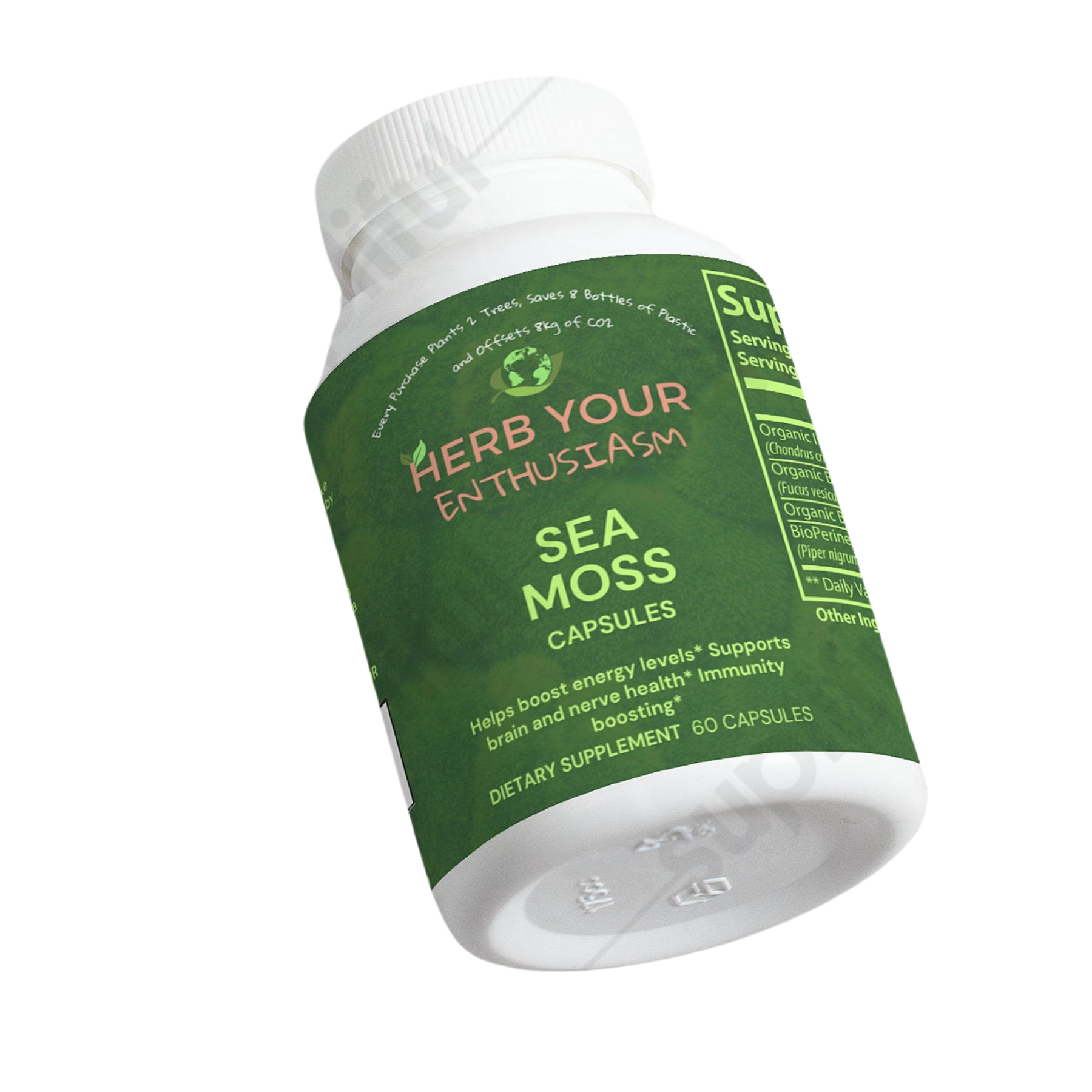 Herb Your Enthusiasm Vegan 100% All Natural Organic Sea Moss Capsules - Natural Extracts