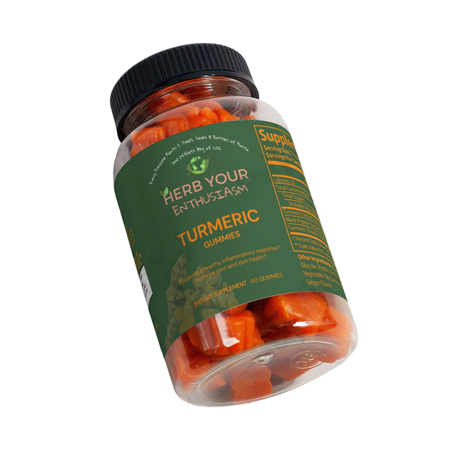 Herb Your Enthusiasm Vegan 100% All Natural Turmeric Gummies Non GMO Gluten Free - Natural Extracts