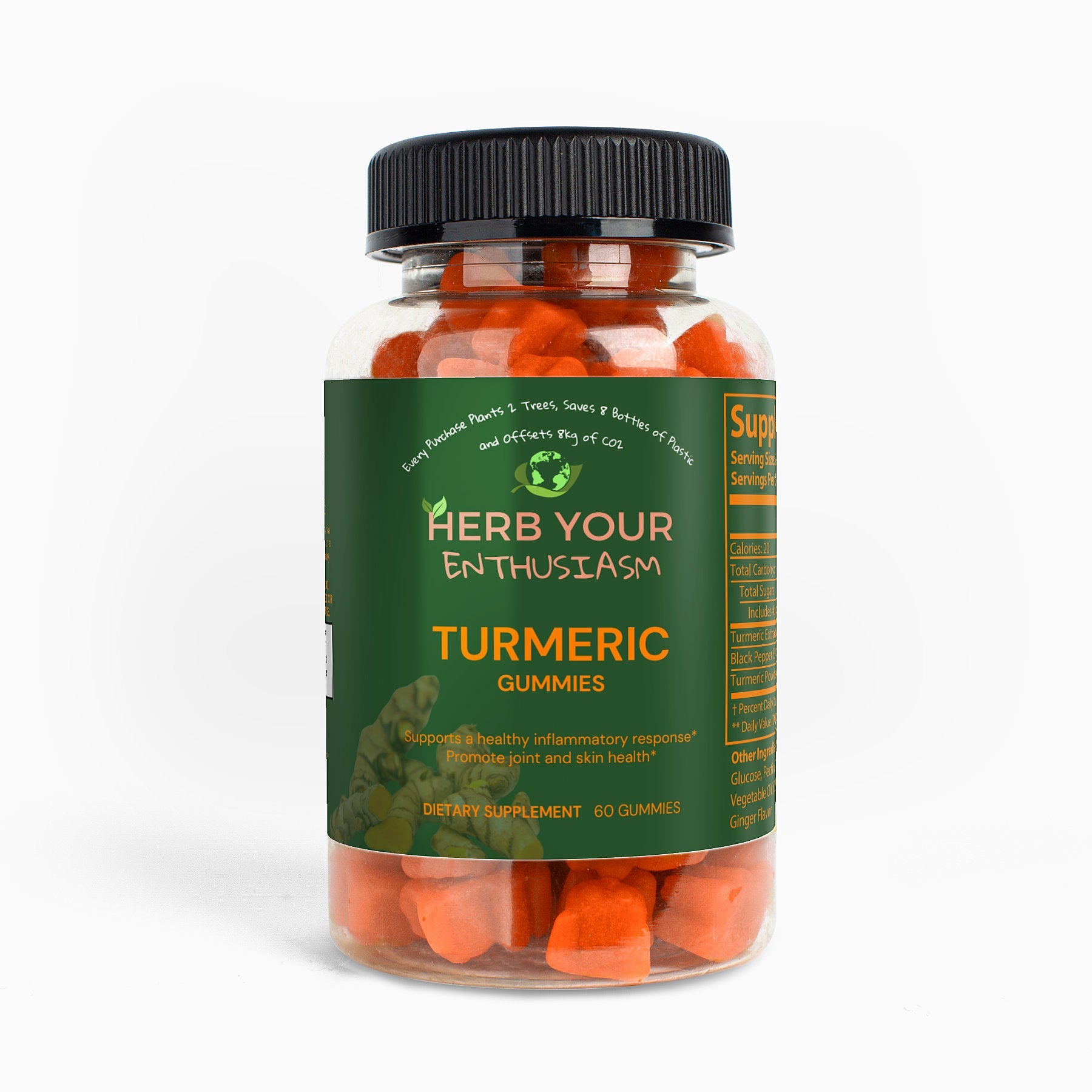 Herb Your Enthusiasm Vegan 100% All Natural Turmeric Gummies Non GMO Gluten Free - Natural Extracts