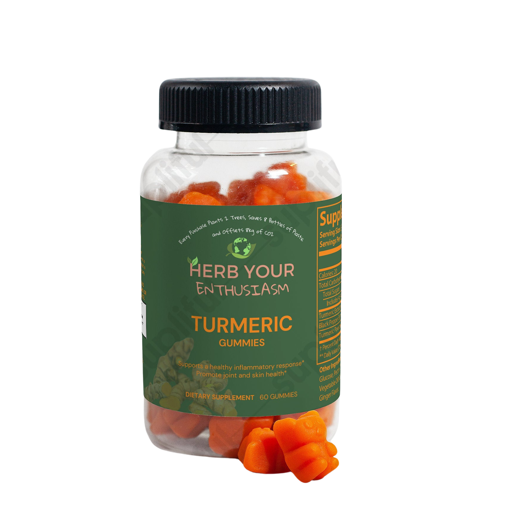 Herb Your Enthusiasm Vegan 100% All Natural Turmeric Gummies Non GMO Gluten Free - Natural Extracts