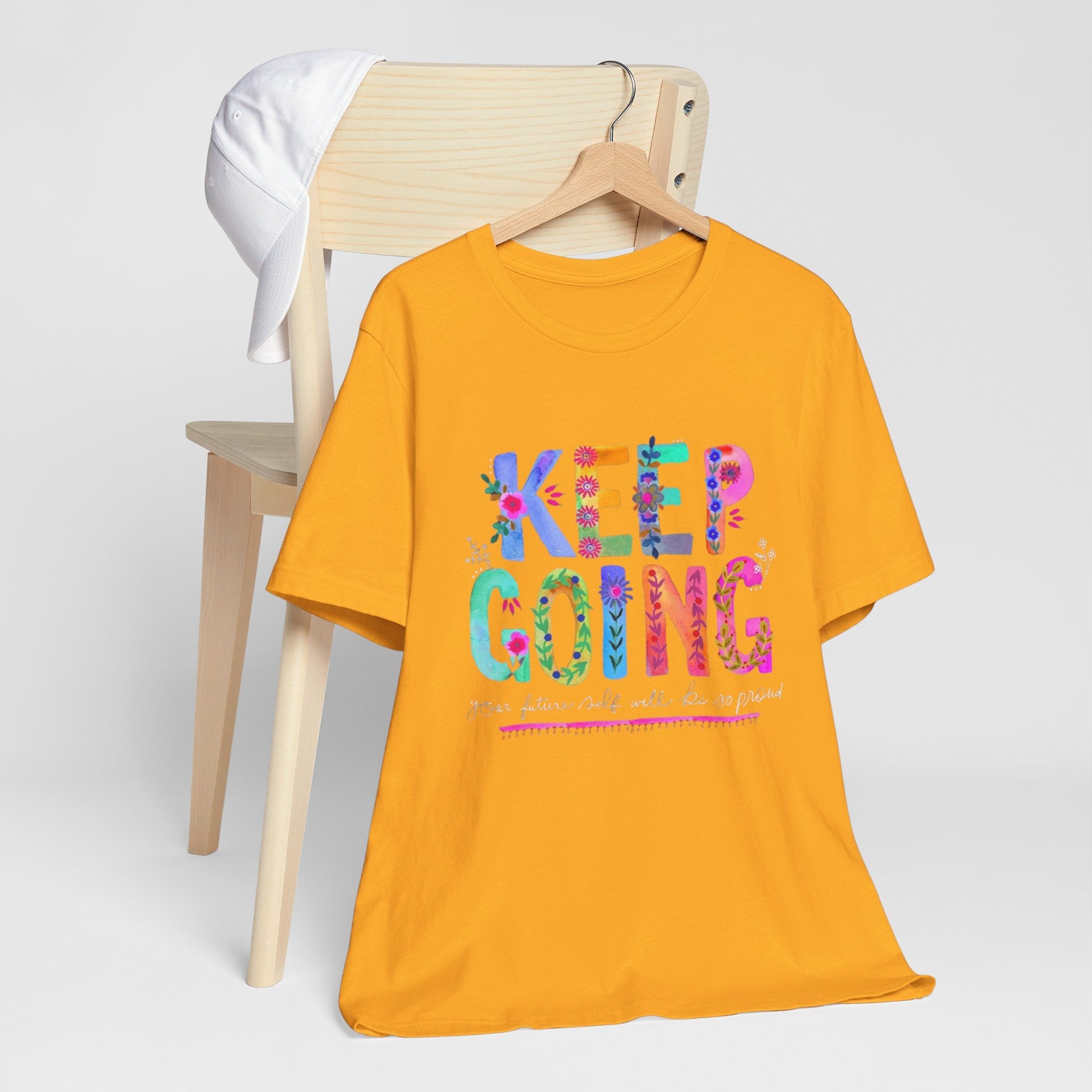 Positive Message T-Shirt - Unisex Tee Keep Going Boho Eco Boutique Jersey Short Sleeve - T-Shirt