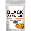 Black Seed Oil Softgels with Vitamin D3  Immune Support  Bone Health 60 Count Natural Supplement