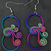 Boho Eco Chic Retro Rainbow Rope Dangle Earrings  Handmade Bohemian Statement Jewelry